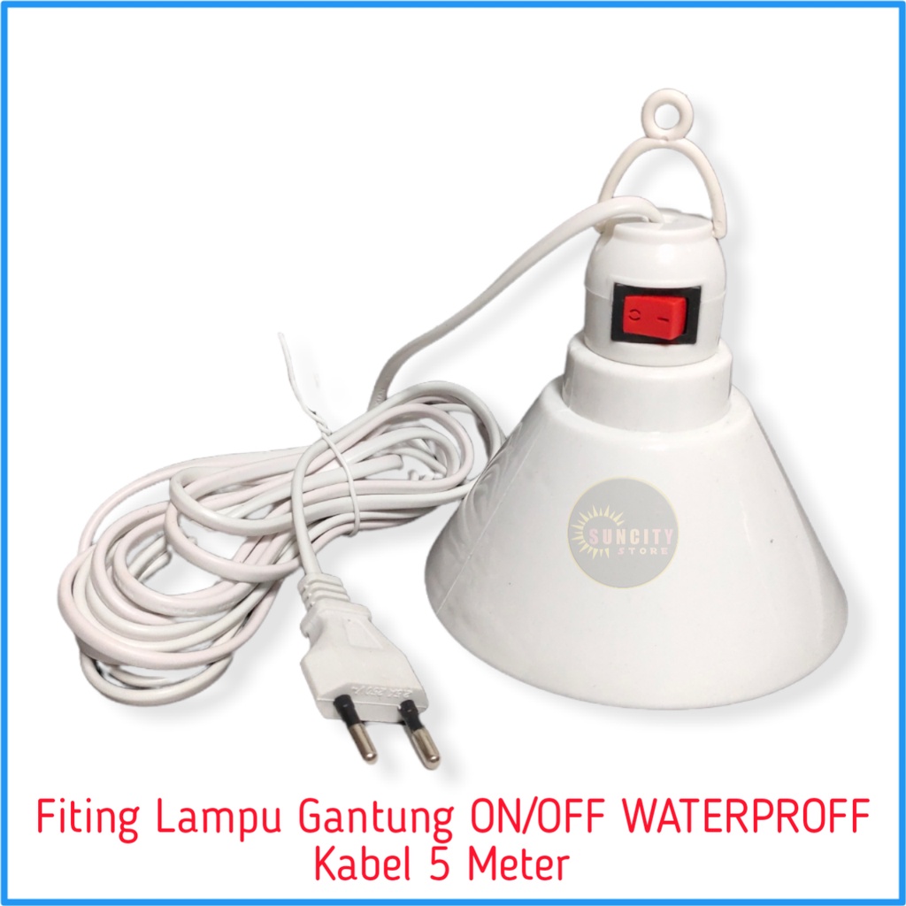 Fiting Lampu Gantung Waterproof dengan Saklar ON/OFF + Kabel 5 Meter