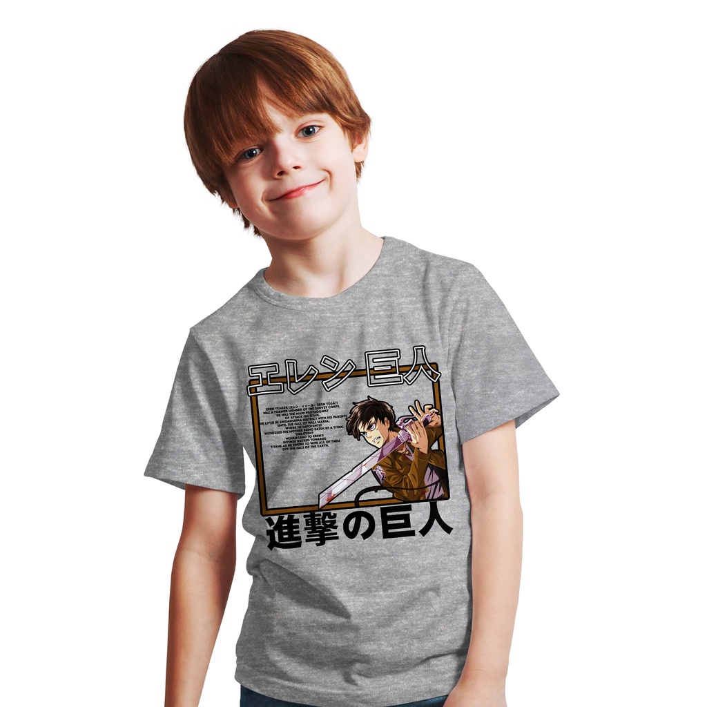 KAOS DISTRO ANAK ANIME SWORD EREN YEAGER / BAJU KIDS ANIME SNK AOT