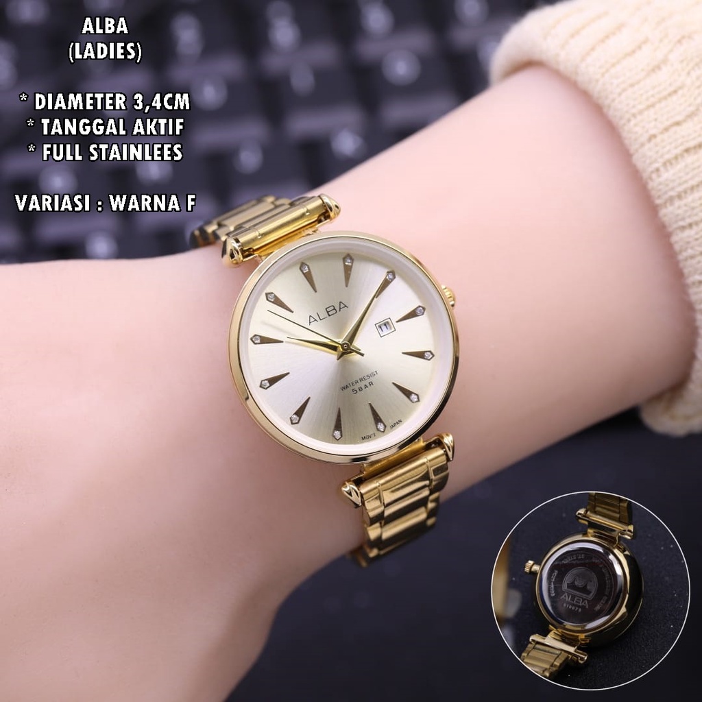 (BISA COD) JAM TANGAN WANITA FASHION RANTAI BODY BULAT TANGGAL AKTIF