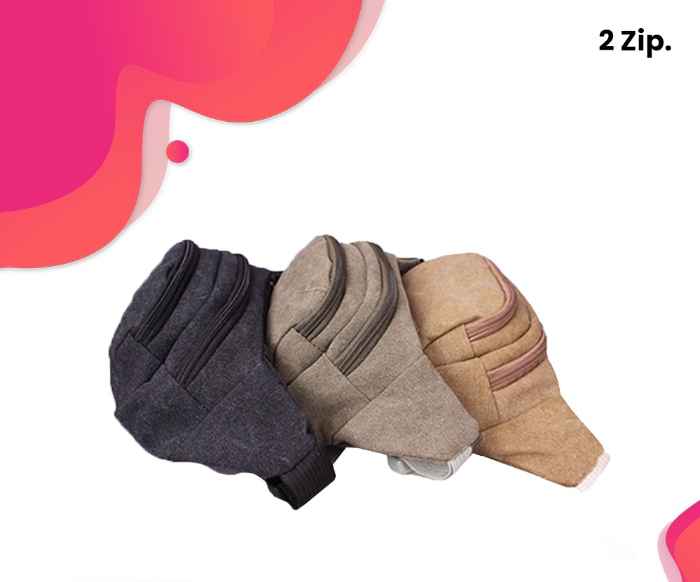 WAADOO Tas Selempang Pria 2 Zip Kain