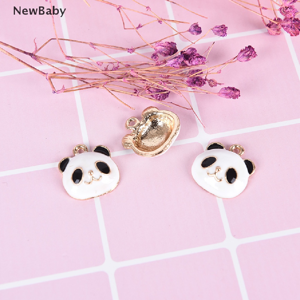 10pcs / Set Liontin Enamel Bentuk Panda Bahan Alloy Untuk DIY Perhiasan / Hadiah Charms