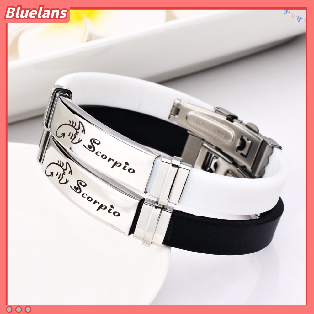 Bluelans Gelang Bangle Bahan Silikon Adjustable Desain 12 Rasi Bintang Untuk Unisex