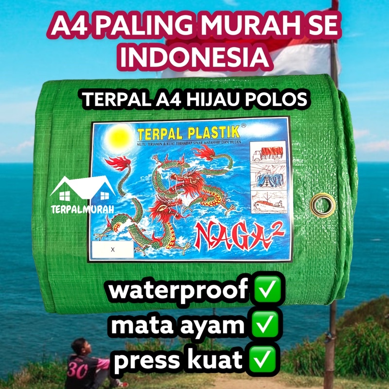 |HARGA PROMO| Terpal A4 (Per Meter) Hijau Polos Cap NAGA Original 100% Termurah
