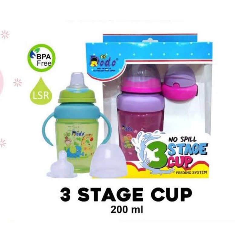 Dodo Baby Botol Minum 3 Stage Cup 200ml - Dodo Botol Minum 3 Tahap - Dodo Botol Minum Anak 3in1