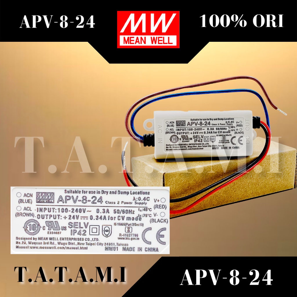 MEANWELL APV-8-24 Power Supply LED Driver APV824 APV 8 24