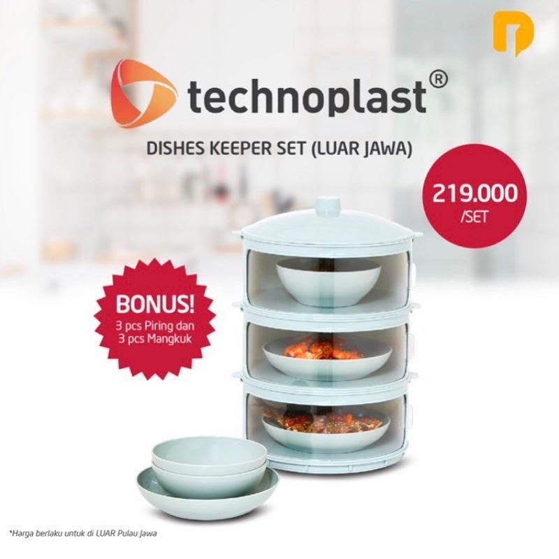 Technoplast Dusdusan Tudung Saji Susun Millenial Wadah Saji Dishes Keeper Set