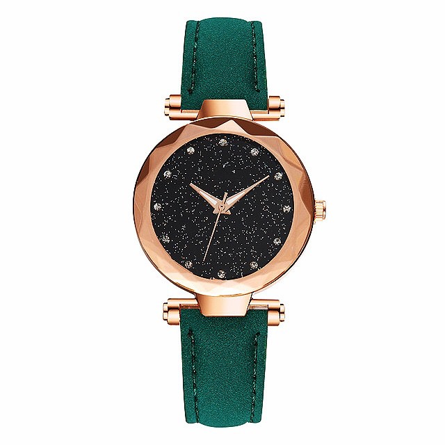 ［ready stok］Jam tangan magnet Rantai wanita rantai pasir s1001-Kulit-Hijau