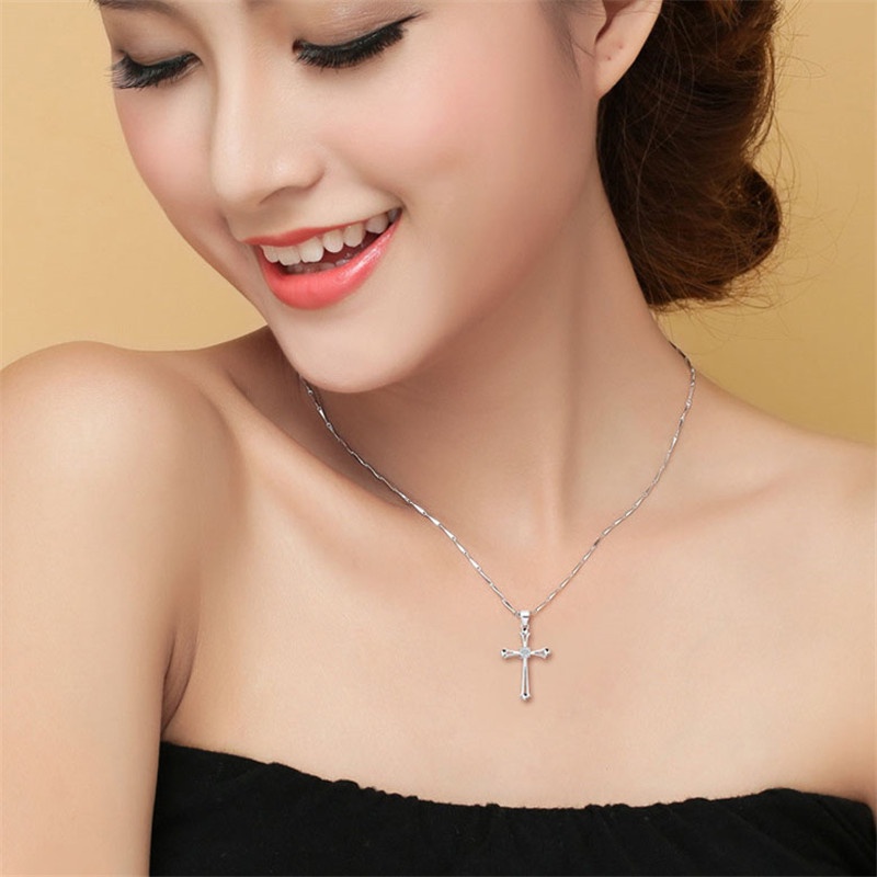 [Ready Stock]Fashion Personality Silver Plated Cross Pendant Necklace