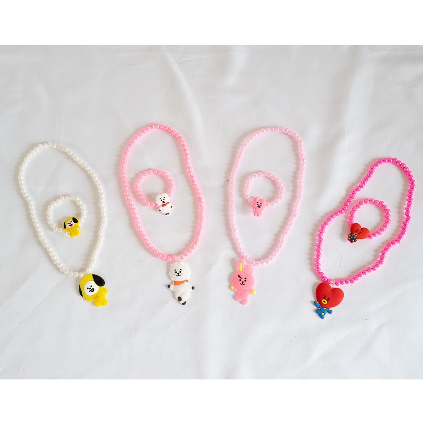 Kalung dan Gelang Mutiara 1 Set Model BTS Korea Lucu untuk Anak Perempuan