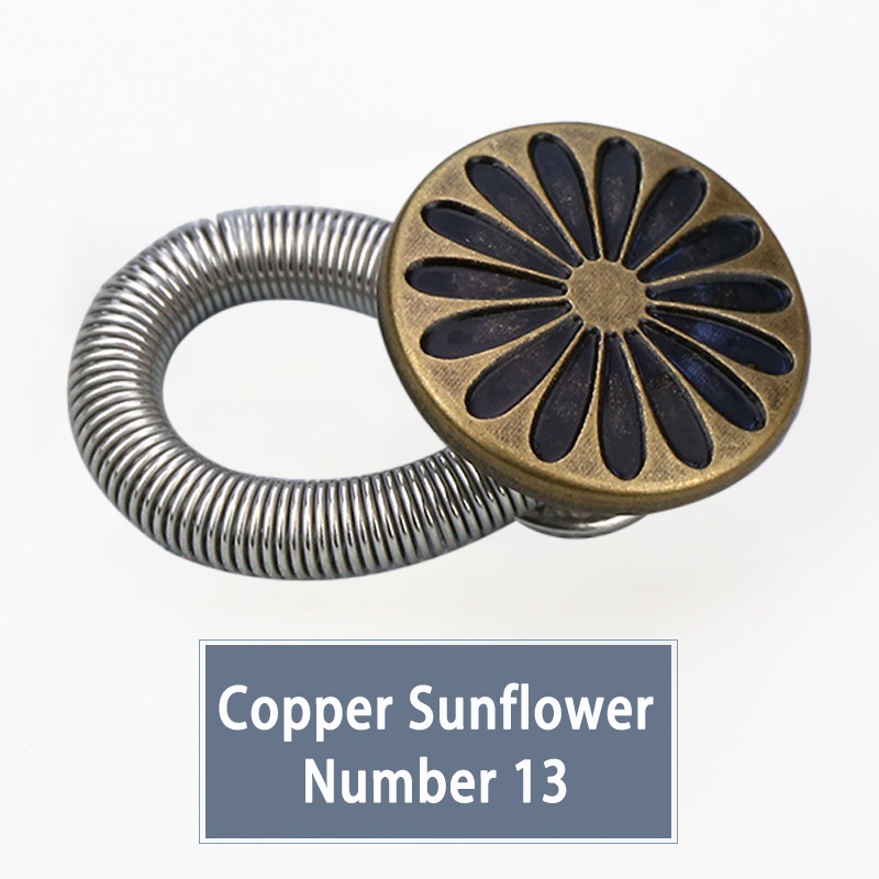 Kancing Jeans Logam Simple Adjustable Kancing Pengait Celana Panjang Jeans Denim Desain Kancing Kait Gesper Denim Bunga Daisy Warna Putih Kait Kait Pengecil Lingkar Pengait Pengecil Pinggang-Copper sunflower1