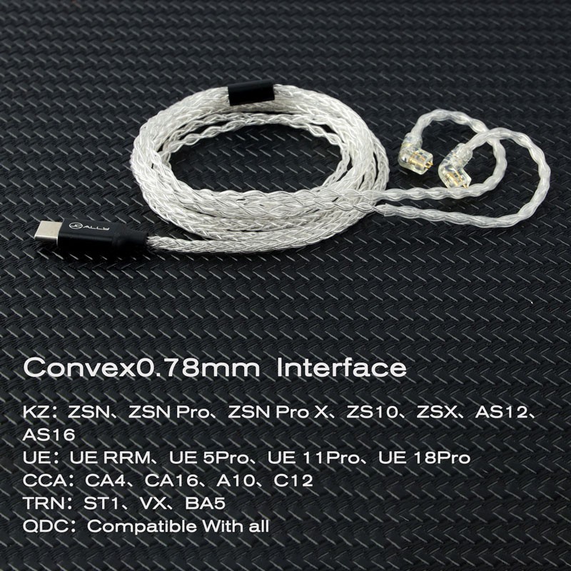 JCAlly TC08 Hifi Earphone Upgrade Cable Silver MIC