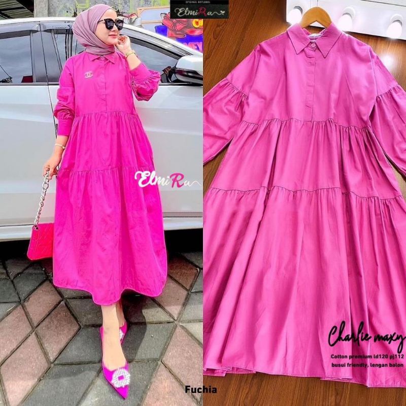 CHARLIE MAXY BY ELMIRA (DRESS MUSLIMAH) dress maxi katun premium