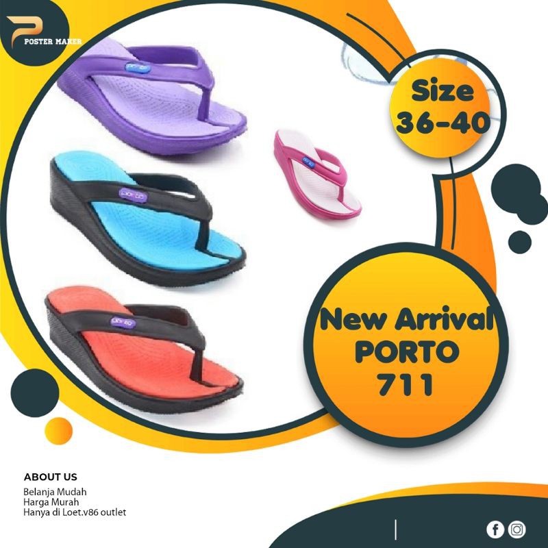 Sandal Wedges Wanita Porto 711