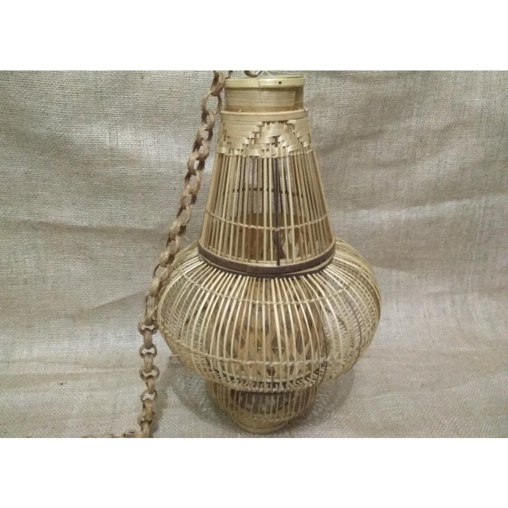 Kap Lampu Gantung Bambu Ruji Bulat Klasik