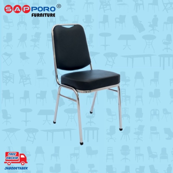 Unik Black -  Kursi Oscar KS 33 Sapporo Murah Susun Chrome