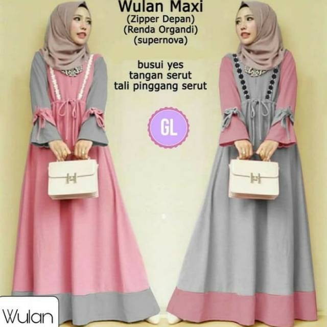 maxi dress/dress muslim/busana muslim wanita/maxi wulan/gl7742