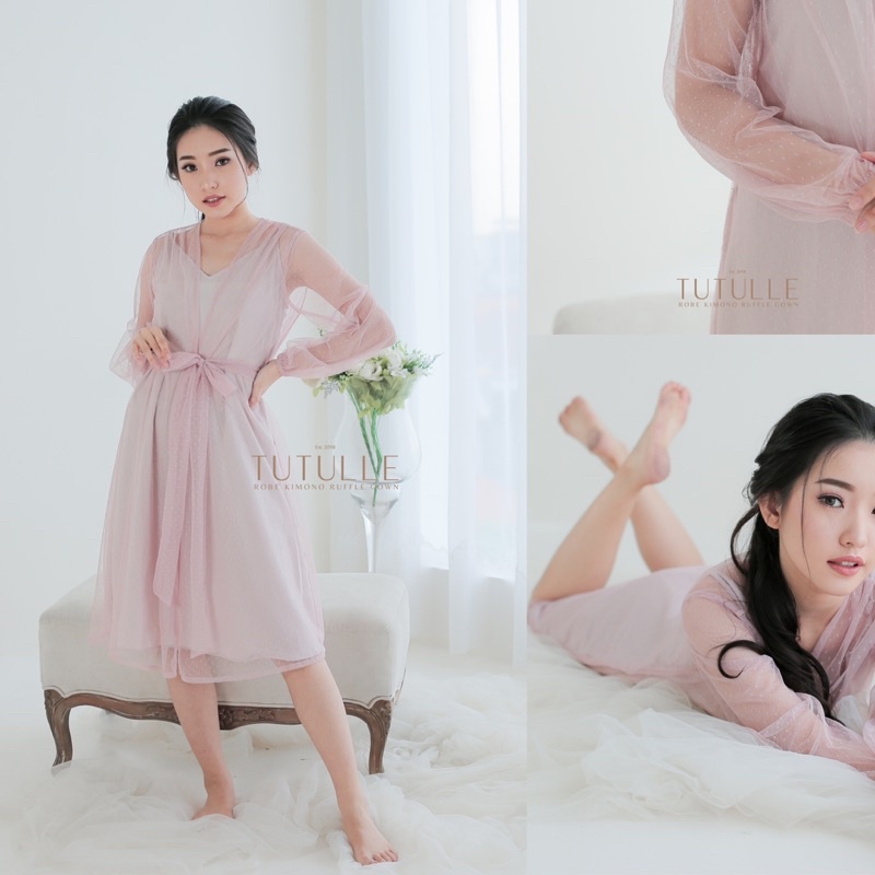 DOTTY ROBE ROSE GOLD KIMONO PENGANTIN KIMONO WEDDING ROBE PENGANTIN ROBE WEDDING ROBE