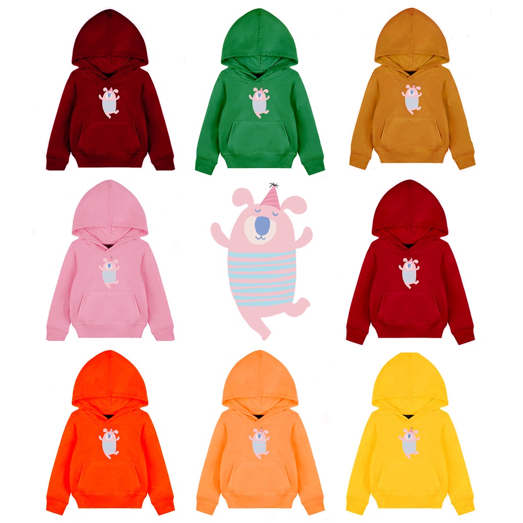 Hoodie Anak Bear Bday Sweater Pakaian Fleece Anak M - XL