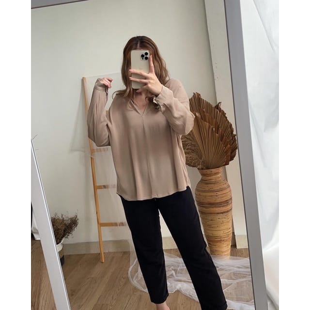 JEJE BLOUSE - OVERSIZE ATASAN WANITA TOP CRINGKLE AIR FLOW - blus vara outfit korea