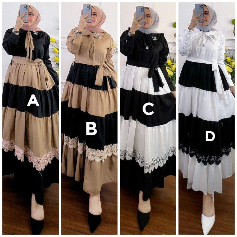 New Wulan Midi Dress Original Terbaru Fashion Muslim Lebaran Cantik Gamis Syar'i Ceruty Babydoll Pri