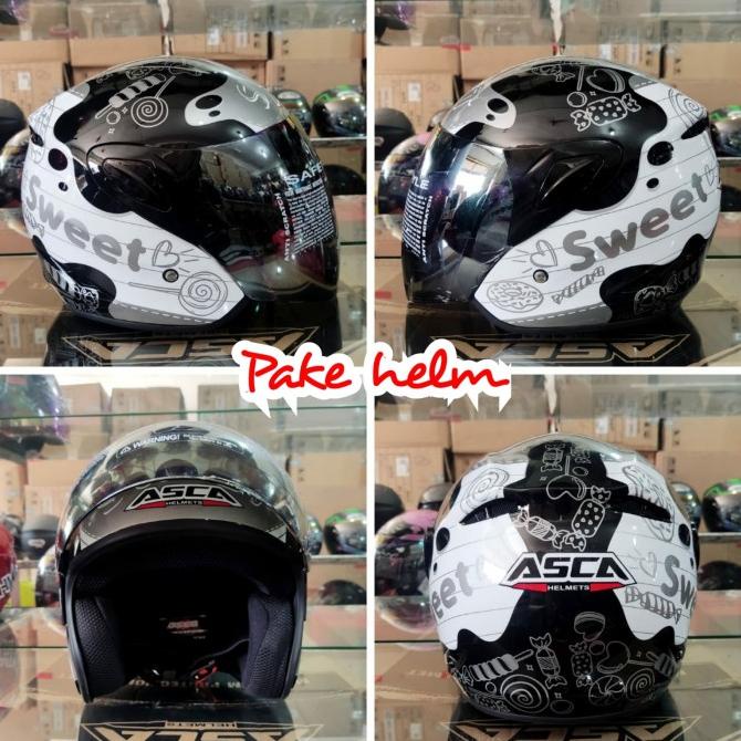 Helm Asca Strike Sweet Mirip Helm Gm Evo Black White Helm Half Face Hgm2164