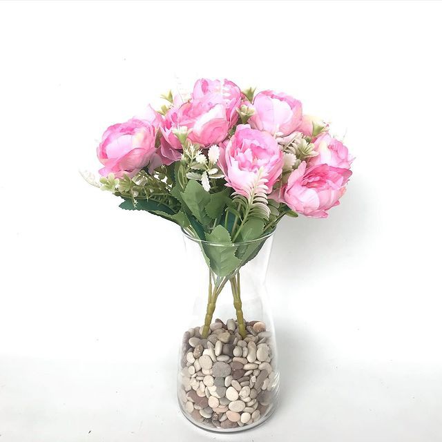 BUNGA TANGKAI MAWAR CENTIFOLIA - rose peony ranuculus tosca ungu pink merah bunga artificial palsu-2