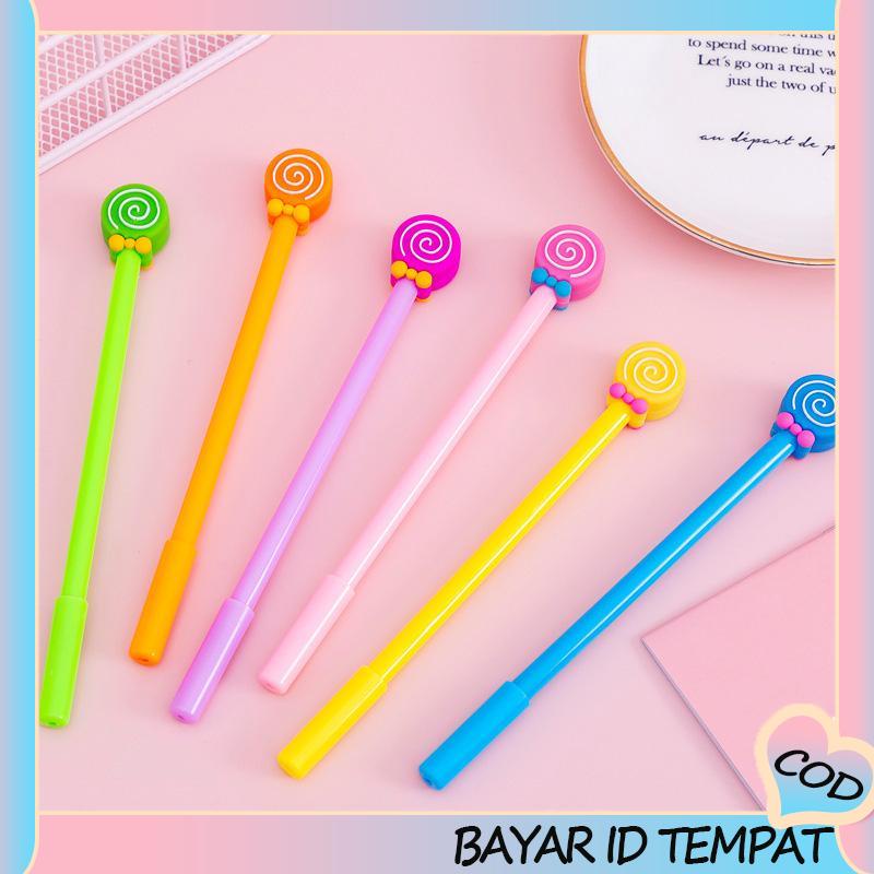 COD❤️ Kreatif Kartun Dasi Kupu-kupu Lollipop Gel Pena 0.5mm Alat Tulis Siswa-A.one