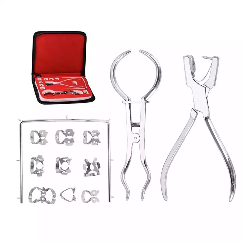 Alice dental rubber dam kit rubberdam set isolation starter kit steel frame clamp puncher pack