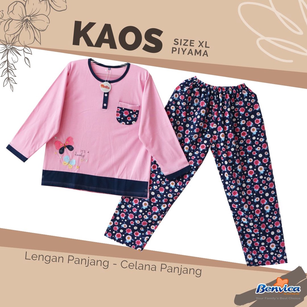 BAJU TIDUR PIYAMA LENGAN PANJANG KAOS PREMIUM XL MOLLIS AL - C