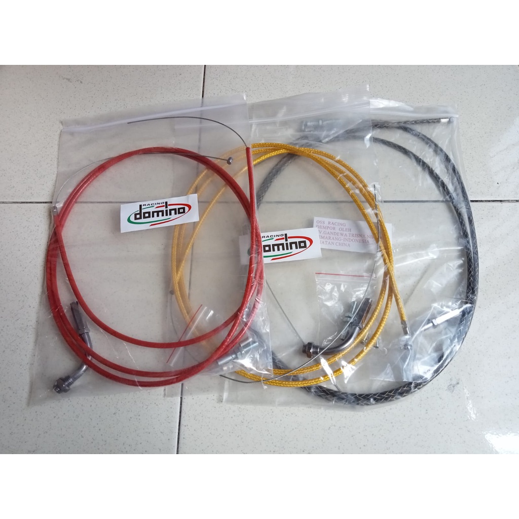 Kabel gas serat karbon 190cm dan 230cm +stelan L gas universal semua motor metic/racing