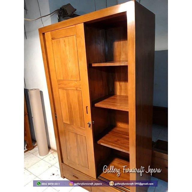 Lemari 2 Pintu Sleding Kayu Jati