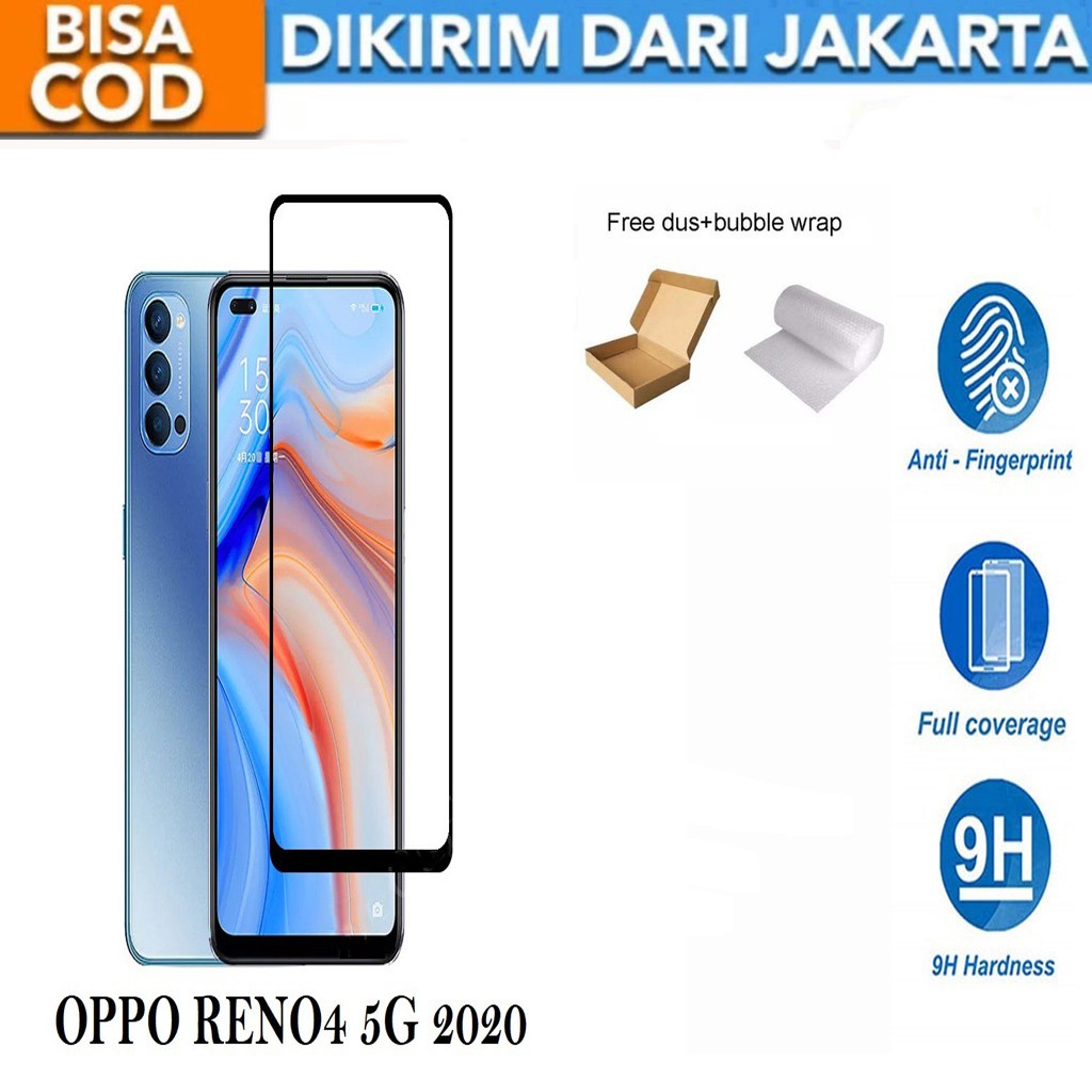 Tempered Glass Oppo Reno 4 5G 2020 Full Cover/Full Screen Screen Protector Anti Gores