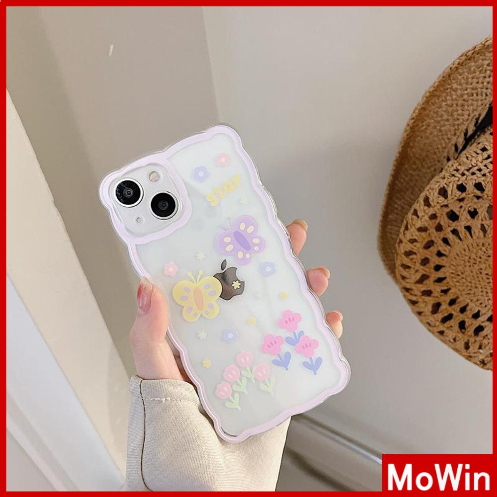 iPhone Case Silicone Soft Case Clear Case Wave Non-Slip Shockproof Camera Full Coverage Protection Butterfly Flower For iPhone 13 Pro Max iPhone 12 Pro Max iPhone 11 iPhone 7 Plus