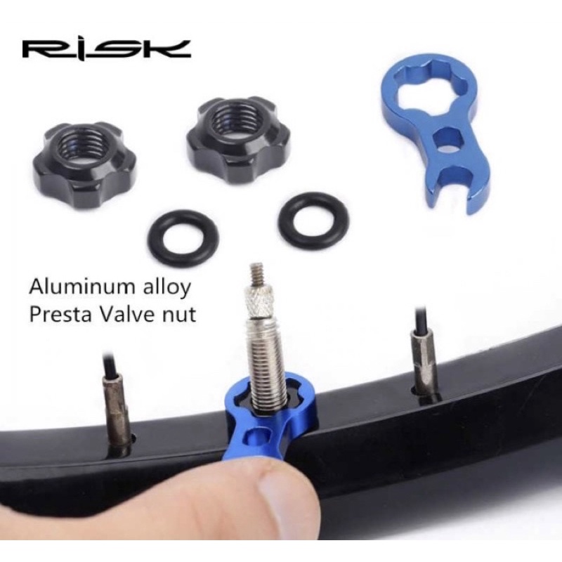 1 Set RISK Mur ban Sepeda presta valve nut tubeless aluminium RA-111