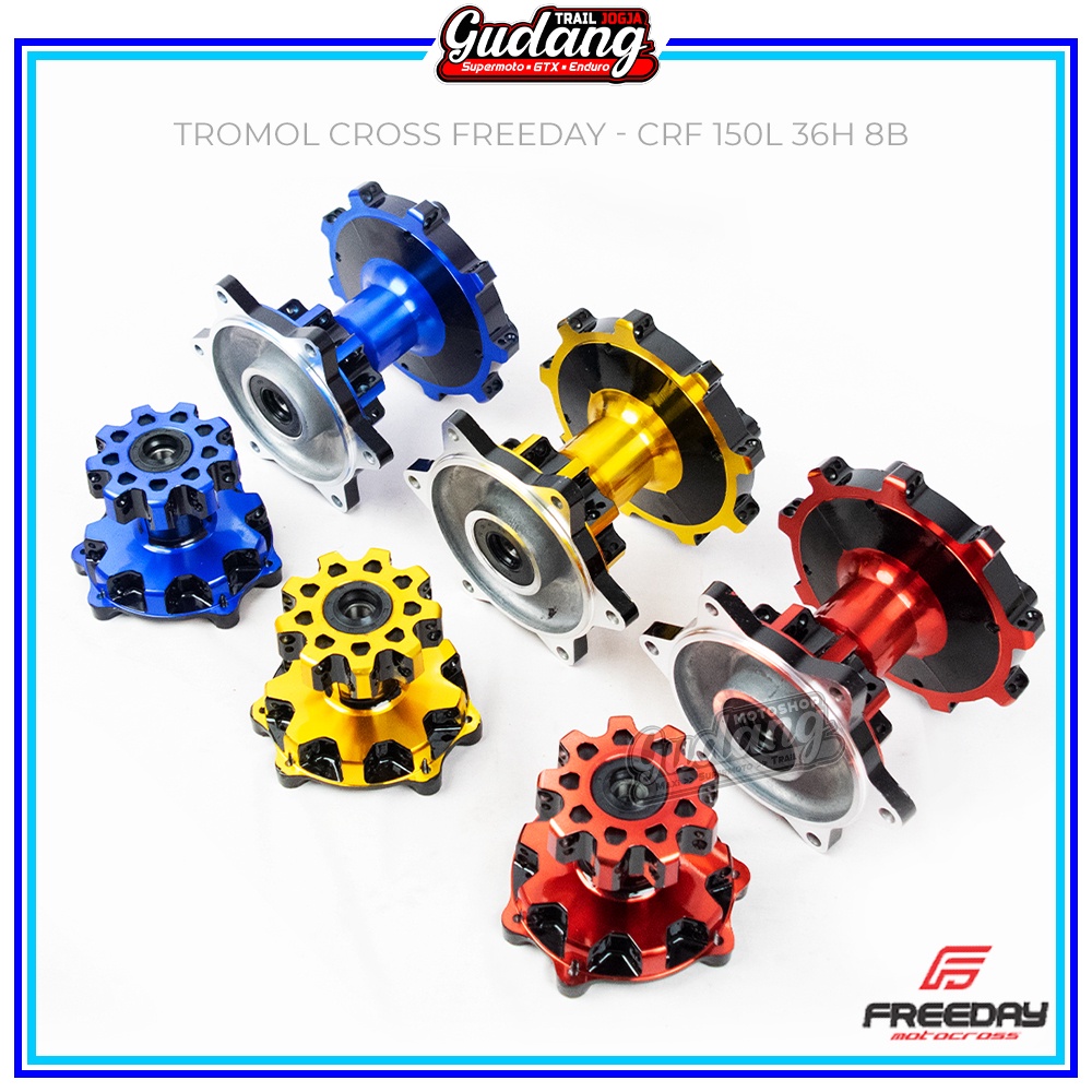 Tromol Set Depan Belakang Cross AND/FREEDAY 2 Tone CRF 150L KLX 150 Dtracker WR 155 36 Hole