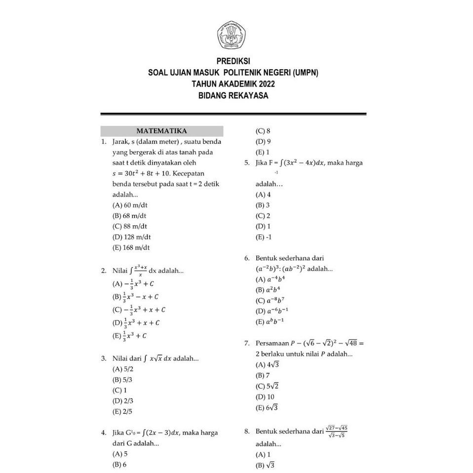 Terbaru.. Buku UMPN Rekayasa/Tataniaga 2022 / Latihan Soal SBMPN Politeknik Rekaya / Tata Niaga