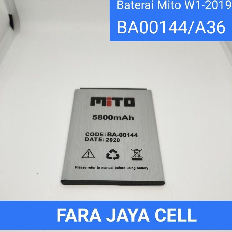 Baterai battery batre Mito W1-2019  BA00144 / A36 ORIGINAL MITO BA00144 Kualitas Original