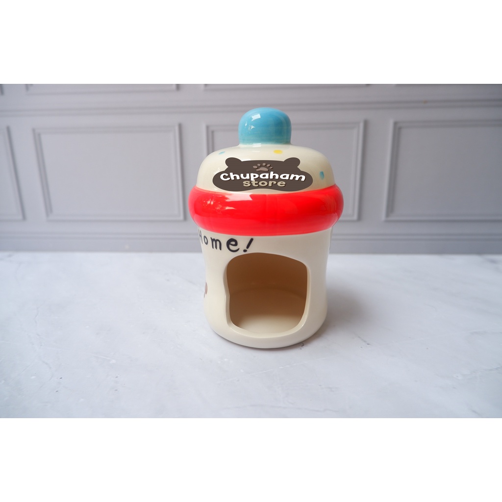Milky Hideout / Rumah Keramik Hamster Bentuk Botol Susu / Rumah Hamster Keramik