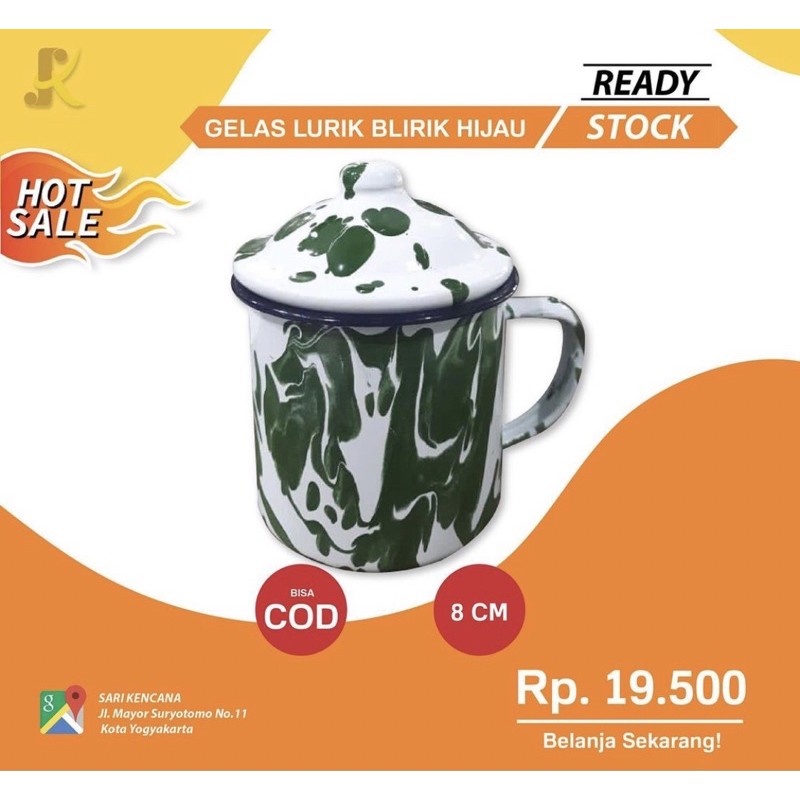 Gelas Mug Blirik Lurik Enamel jadul 8 cm blirik / Cangkir Tutup Jadul Blirik / Cangkir Teh/ Cangkir 