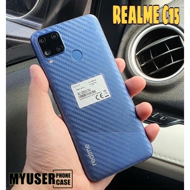 Skin Carbon REALME C11 C12 C15 NARZO 20 PRO antigores belakang Garskin Sticker