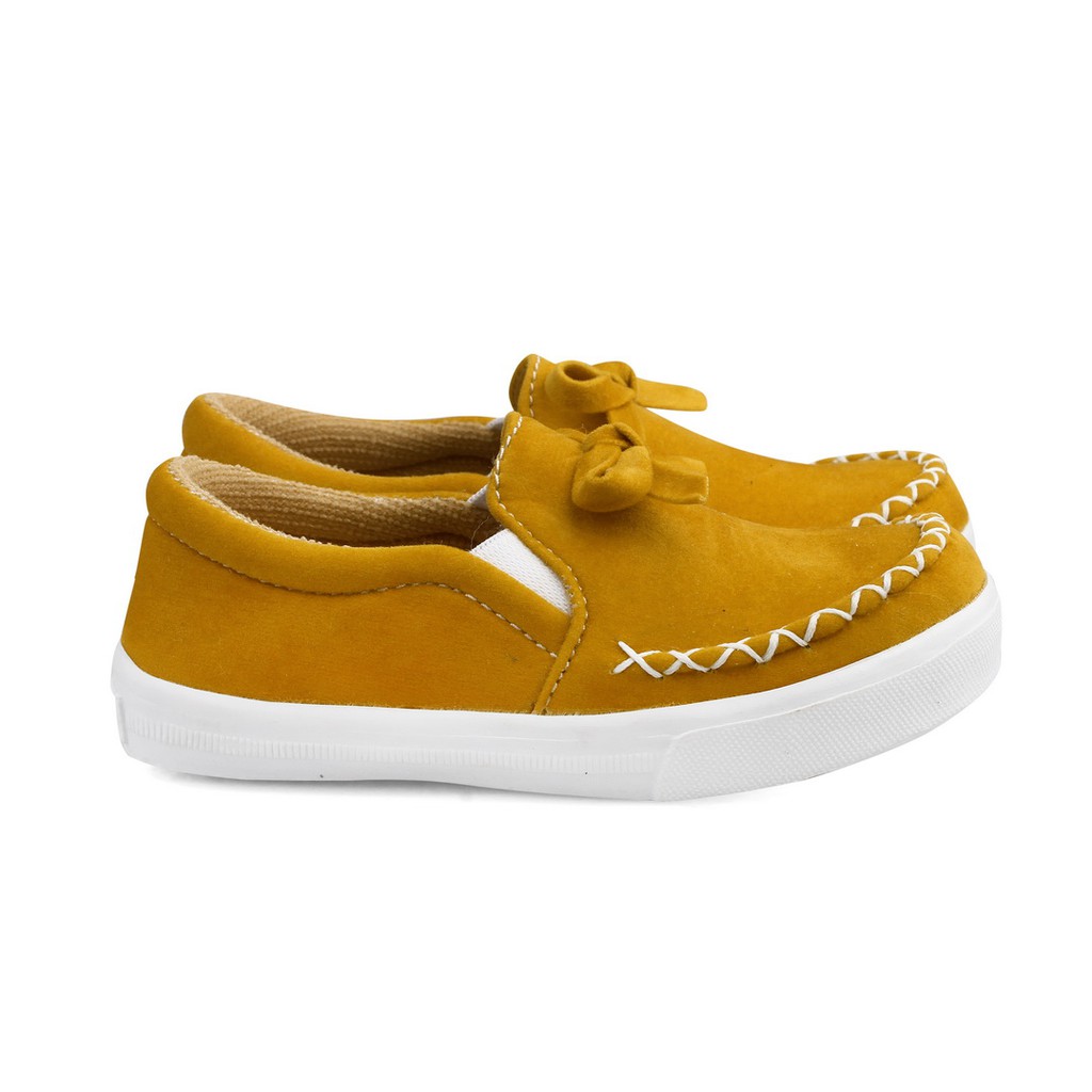 [COD] sepatu anak perempuan pita kuning suede N01 KUNING