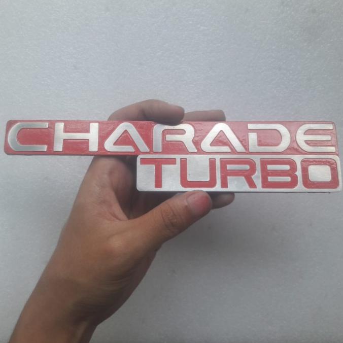 ((((()paling dicari] emblem charade turbo bahan alumunium tebal 2mm warna merah