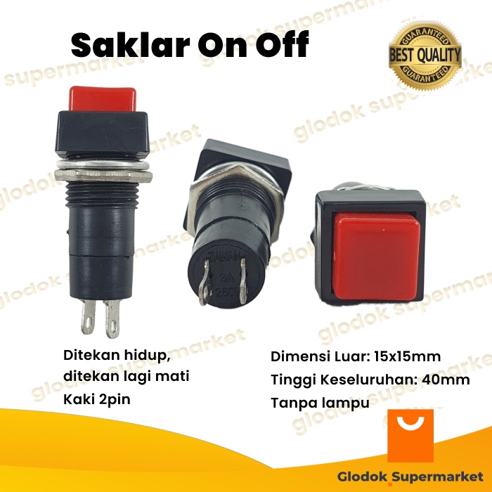 Switch On Off Kotak 2 Pin Push On Off Saklar 2pin Tombol 2 Kaki Toggle Button Taiwan