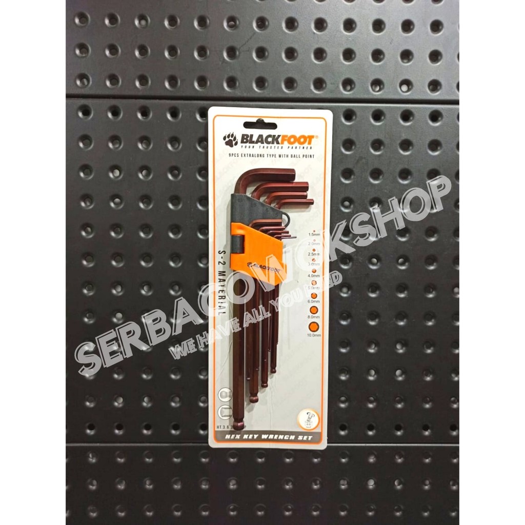 Blackfoot Kunci L Ballpoint Extra Long 9 Pcs Hex Key Wrench Set Material S2 Termurah Berkualitas