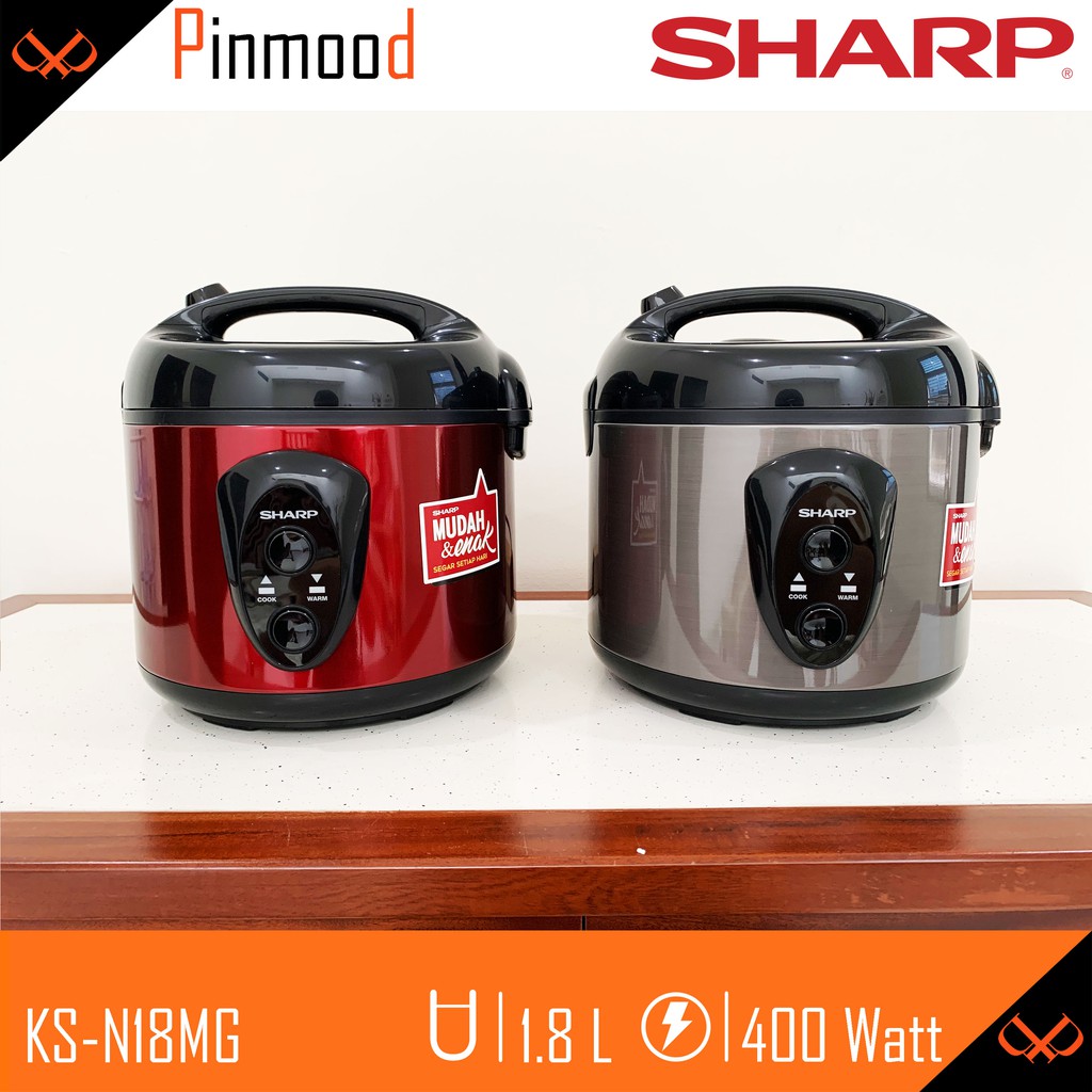 SHARP MAGIC COM // RICE COOKER KS-N18MG RD / SL  [ 1.8 LITER ]  PENANAK NASI STAINLESS STEEL