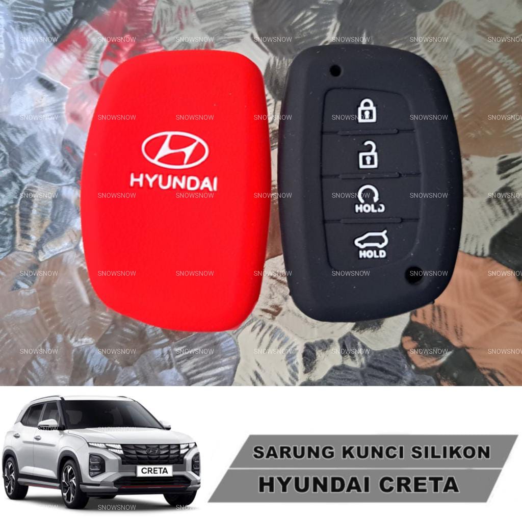 Silikon Sarung Kunci Remote Hyundai Creta 2022 Merah Hitam