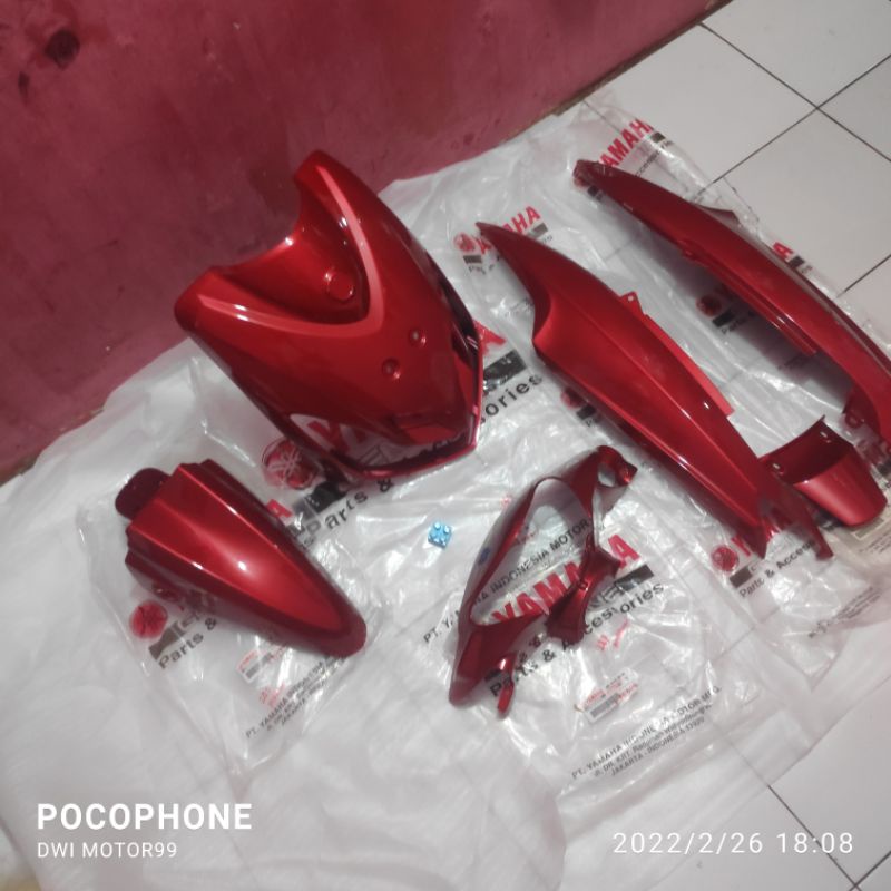 FULLSET COVER BODY ALUS MIO SMILE MERAH MARUN ORIGINAL ORI YAMAHA SPAKBOR TAMENG BATOK