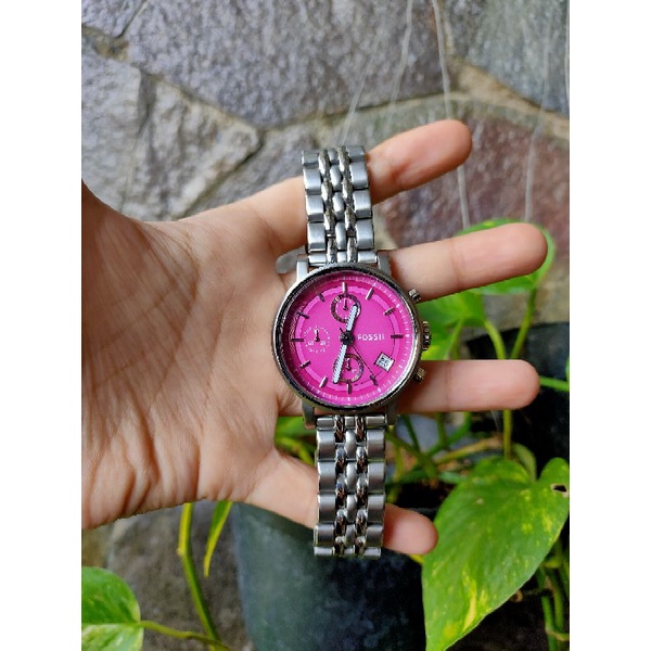 PRELOVED PL JAM WATCH FOSSIL BOYFRIEND BOY FRIEND BF PINK FANTA FUSCHIA MAGENTA ROSEGOLD ROSE GOLD R