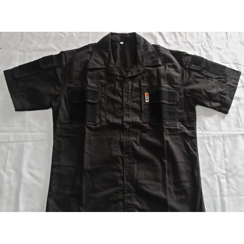 Kemeja Tactical/Pdh/511 Hitam, Putih Ripstop Kotak Lengan Pendek