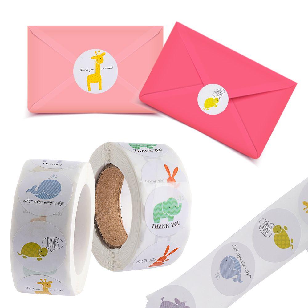 Solighter 500Pcs/Roll Stiker Thank You Sealing Paste Thank You Dekorasi label Bulat
